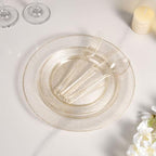 600PCS Gold Glitter Dinnerware Set for 100 Guests, Plastic Plates in 100 Guests in Gold Glitter, alternate view 5