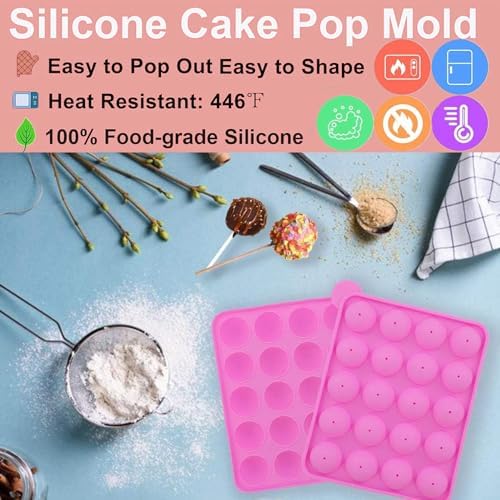 606Pcs Cake Pop Kit, Silicone Lollipop Molds Including Lollipop Sticks, Measuring Cup, Treat Bags, Twist Ties, alternate view