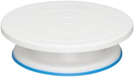 608 11" Revolving Plastic Cake Turntable / Stand with Non-Slip Base in White