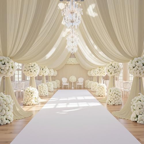 60ft×15ft Beige Backdrop Curtain for Wedding Parties in W5' x H15'(12 panels) in Beige