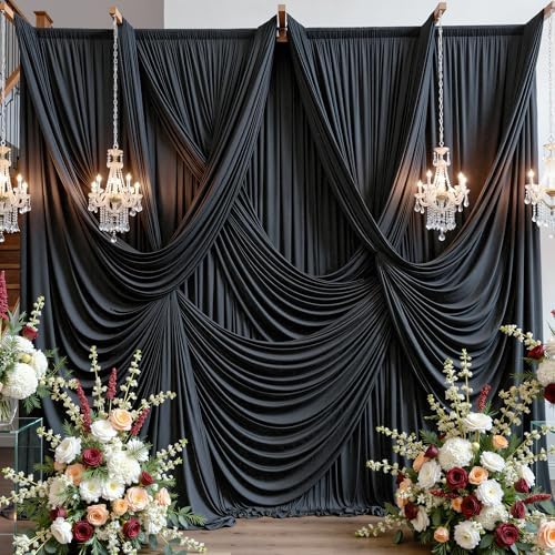 60ft×15ft Black Backdrop Curtain for Halloween Parties