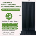 60ft×15ft Black Backdrop Curtain for Halloween Parties, alternate view 6