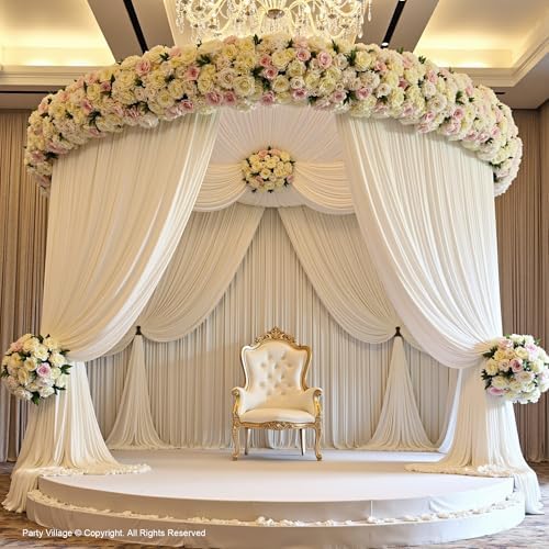 60ft×15ft White Backdrop Curtain for Wedding Parties, alternate view 4