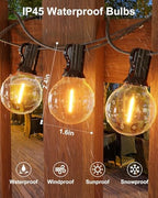 60FT Outdoor String Lights LED, Patio Lights with 32 Bulbs Waterproof, 2700K Warm White for Outside Backyard, alternate view