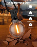 60FT Outdoor String Lights LED, Patio Lights with 32 Bulbs Waterproof, 2700K Warm White for Outside Backyard, alternate view