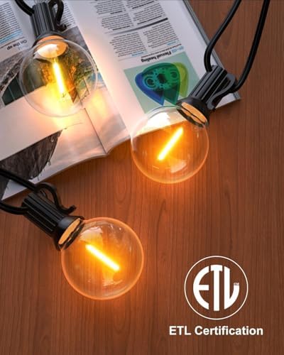60FT Outdoor String Lights LED, Patio Lights with 32 Bulbs Waterproof, 2700K Warm White for Outside Backyard, alternate view