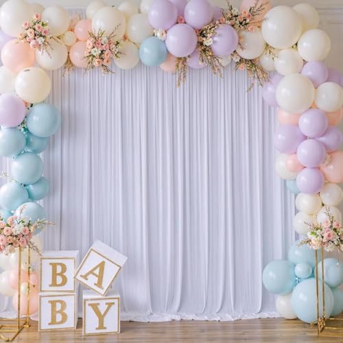 60ft x 10ft Wrinkle Free White Backdrop Curtains for Parties Wedding, 12 Panels 5x10ft Silky Soft Polyester, alternate view 2