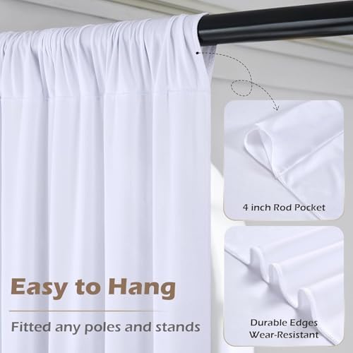 60ft x 10ft Wrinkle Free White Backdrop Curtains for Parties Wedding, 12 Panels 5x10ft Silky Soft Polyester, alternate view 6