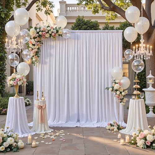 60ft x 12ft White Backdrop Curtains for Parties, Wrinkle Free 12 Panels Photo Backdrop Drapes Back Drop Cloth, alternate view