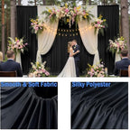 60ft x 12ft Wrinkle Free Black Backdrop Curtains for Parties, 12 Panels 12FT Long Silky Polyester Photo Backdrop, alternate