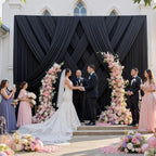 60ft x 12ft Wrinkle Free Black Backdrop Curtains for Parties, 12 Panels 12FT Long Silky Polyester Photo Backdrop, alternate