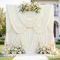 60ft x 12ft Wrinkle Free Ivory Backdrop Curtains for Parties, 12 Panels 12FT Long Silky Polyester Photo Backdrop