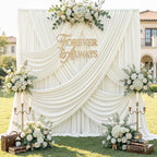 60ft x 12ft Wrinkle Free Ivory Backdrop Curtains for Parties, 12 Panels 12FT Long Silky Polyester Photo Backdrop, alternate