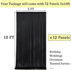 60ftx10ft Wrinkle Free Black Backdrop Curtains for Parties, Silky Polyester Photo Backdrop Drapes 12 Panels, alternate view 5