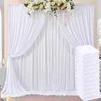 60ftx10ft Wrinkle Free White Backdrop Curtains for Parties, Silky Polyester Photo Backdrop Drapes 12 Panels