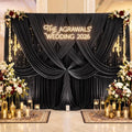 60FTx12FT Black Backdrop Curtains for Wedding Party, Birthday and Halloween in W5' x H12'(12 panels) in black