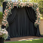 60FTx14FT Black Backdrop Curtains for Wedding Party, Birthday and Halloween in W5' x H14'(12 panels) in black, alternate view