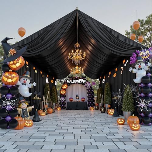 60ftx40ft Black Ceiling Curtain for Halloween Parties, alternate view 3