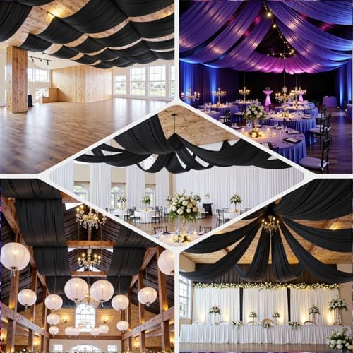 60ftx40ft Black Ceiling Curtain for Halloween Parties, alternate view 4