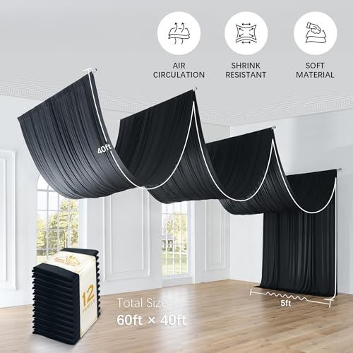 60ftx40ft Black Ceiling Curtain for Halloween Parties, alternate view 6