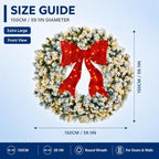 60in Large Flocked Artificial Pre-Lit Fir Christmas Wreath, alternate view 5