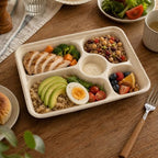 60Pack Disposable Paper Plates, 11" x 8", 5 Compartment in 11x8 in Brown, alternate view 2