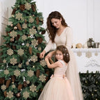 60pcs Christmas Champagne Gold Snowflake Ornaments Plastic Glitter Snow Flakes Ornaments for Winter Christmas, alternate view