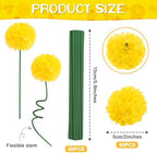 60PCS Diwali Marigold Flower Heads with Stems, Artificial Marigold Flowers for Indian Wedding, Yellow Artificial, alternate