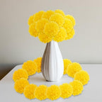 60PCS Diwali Marigold Flower Heads with Stems, Artificial Marigold Flowers for Indian Wedding, Yellow Artificial, alternate