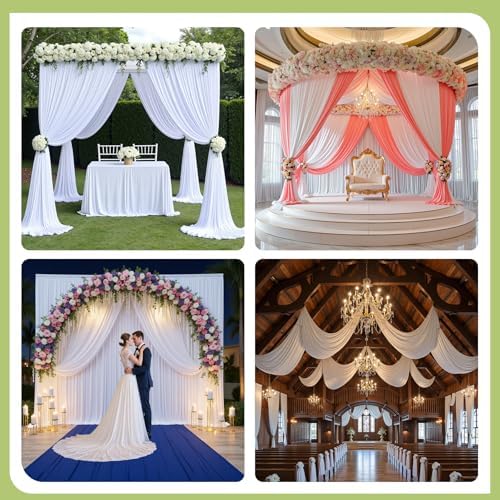 60x12 ft White Backdrop Curtains for Weddings Parties, Birthdays and Photos in 60x12 ft, alternate view 2