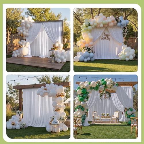 60x12 ft White Backdrop Curtains for Weddings Parties, Birthdays and Photos in 60x12 ft, alternate view 3