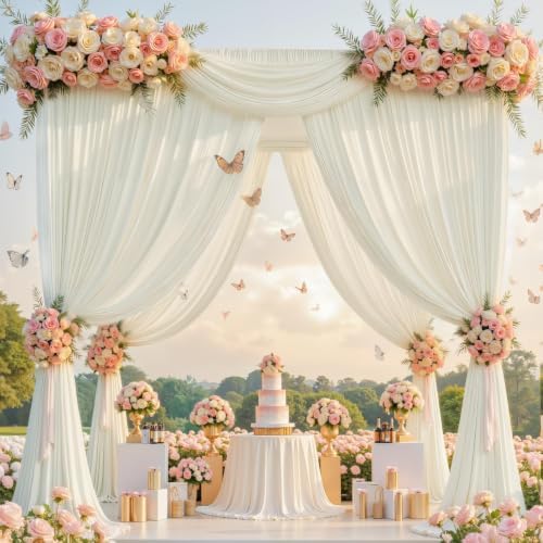 60x12ft Ivory Backdrop Curtain for Wedding Parties, 12 Panels (5x12 ft Each) Wrinkle-Free Dackdrop Curtains, alternate view 7