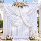 60x12ft White Backdrop Curtain for Wedding Parties, 12 Panels (5x12 ft Each) Wrinkle-Free Dackdrop Curtains