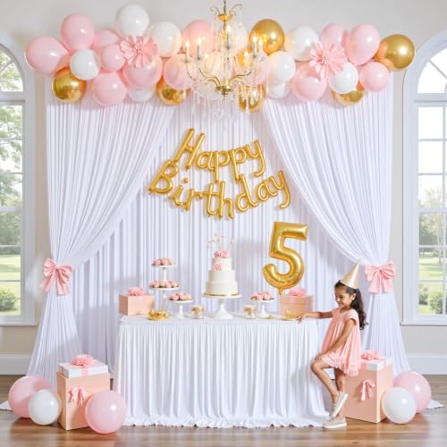 60x12ft White Backdrop Curtain for Wedding Parties, 12 Panels (5x12 ft Each) Wrinkle-Free Dackdrop Curtains, alternate view 5