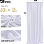 60x12ft White Backdrop Curtain for Wedding Parties, 12 Panels (5x12 ft Each) Wrinkle-Free Dackdrop Curtains, alternate view 6