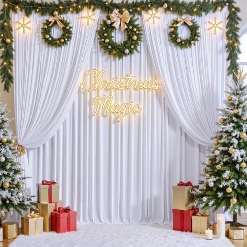 60x12ft White Backdrop Curtain for Wedding Parties, 12 Panels (5x12 ft Each) Wrinkle-Free Dackdrop Curtains, alternate view 7