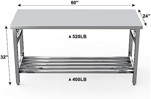 60x24 NSF Stainless Steel Folding Table, Heavy Duty 500lbs, alternate view 2