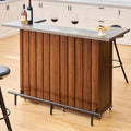61" Foldable Bar Table, Mobile Party Bar Station on Lockable Wheel