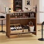 61" Foldable Bar Table, Mobile Party Bar Station on Lockable Wheel, alternate view 3