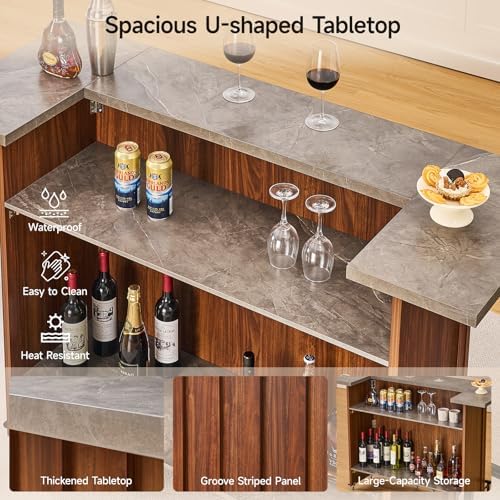 61" Foldable Bar Table, Mobile Party Bar Station on Lockable Wheel, alternate view 6