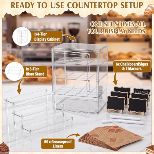 61 Pcs Acrylic Bakery Display Case, 4 Tier Pastry Cabinet Stand, alternate view 4
