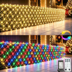 610 LED Net Lights Dual Color Changing, 34.5ft x 5ft Christmas Mesh Lights Clear Wire 11 Modes, Waterproof