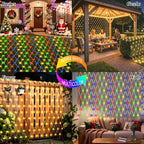 610 LED Net Lights Dual Color Changing, 34.5ft x 5ft Christmas Mesh Lights Clear Wire 11 Modes, Waterproof, alternate view 3