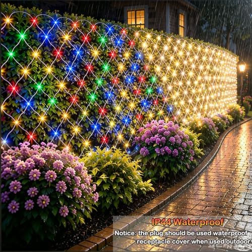 610 LED Net Lights Dual Color Changing, 34.5ft x 5ft Christmas Mesh Lights Clear Wire 11 Modes, Waterproof, alternate view 4