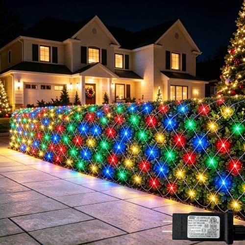 610LED Net Lights, 34.5ft x 5ft Christmas Net Lights Outdoor 8 Modes, Waterproof Connectable String Lights Green