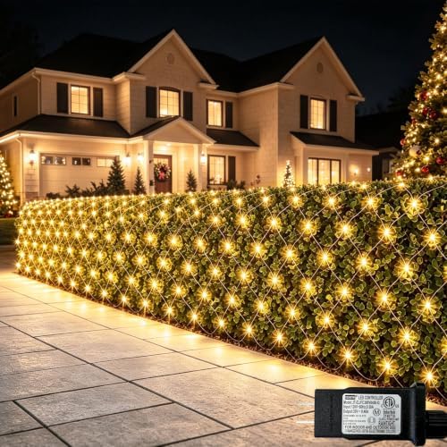 610LED Net Lights, 34.5ft x 5ft Christmas Net Lights Outdoor 8 Modes, Waterproof Connectable String Lights Green