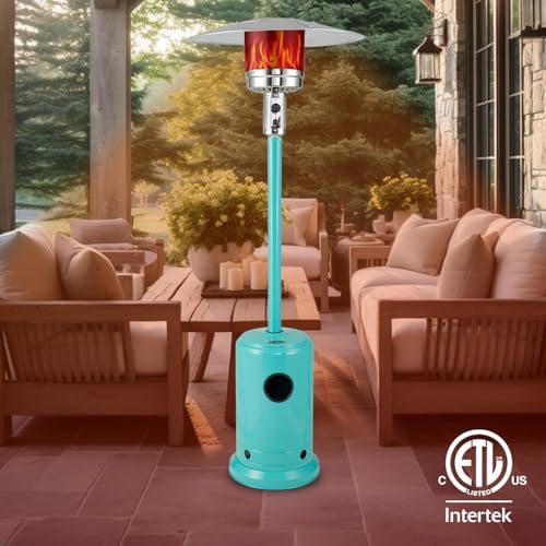 61130 Patio Heater with Wheels, 48,000 BTU, Aqua Blue, alternate view 3