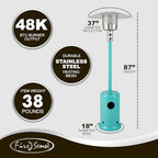 61130 Patio Heater with Wheels, 48,000 BTU, Aqua Blue, alternate view 5