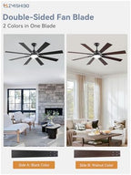 62" Ceiling Fans with Lights for Patio, Living Room, Remote in Black & Walnut, alternate view 3