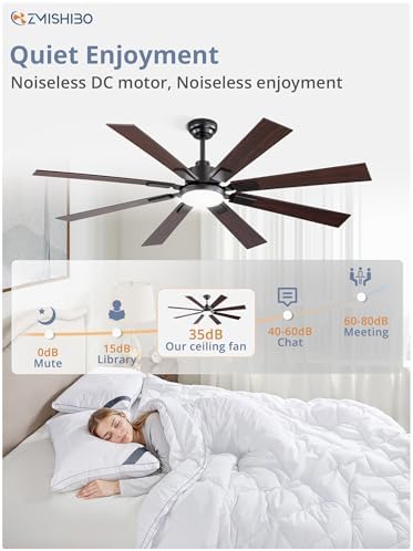 62" Ceiling Fans with Lights for Patio, Living Room, Remote in Black & Walnut, alternate view 5